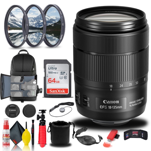 CANON  Ef-S 18-135MM F/3.5-5.6 Is Usm Lens (1276C002) + Filter Kit + More (International Version)