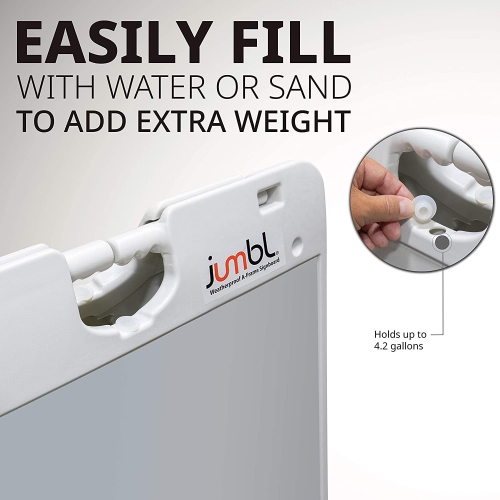 Jumbl Outdoor A-Frame Sandwich Signboard 24" x 36" Display Surface - w/PVC Sign Protector & Sand Fill Holes - Duel Display Signage Stand for