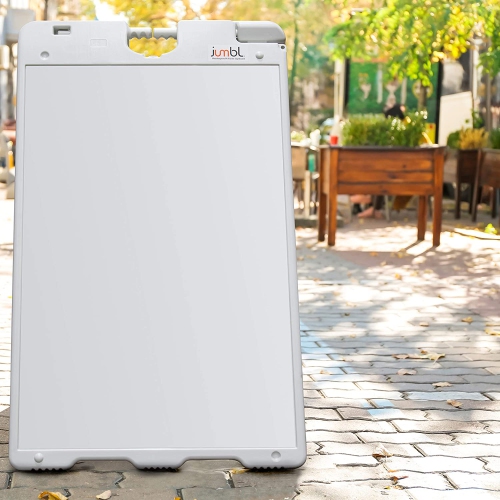 Jumbl Outdoor A-Frame Sandwich Signboard 24" x 36" Display Surface - w/PVC Sign Protector & Sand Fill Holes - Duel Display Signage Stand for