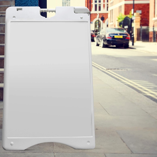 Panneau d’affichage En A résistant aux intempéries pliable avec base antidérapante pour l’affichage extérieur sur trottoir – utilisez l’avant et