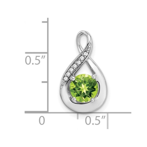 4/5 Carat Natural Green Peridot Drop Pendant Necklace in 14K White Gold with Chain