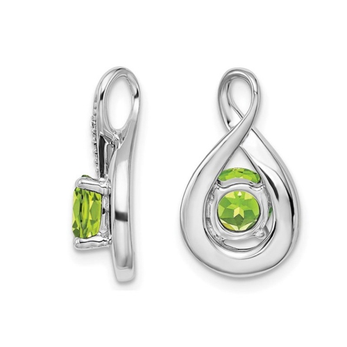 4/5 Carat Natural Green Peridot Drop Pendant Necklace in 14K White Gold with Chain