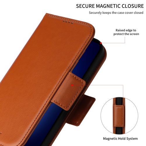 Étui portefeuille magnétique amovible de naor compatible avec iPhone 13 Pro Max [6,7 po] [folio], béquille de protection RFID - Brun