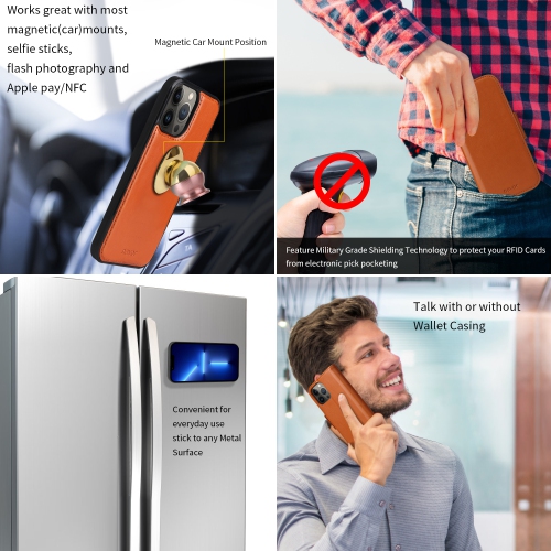 Étui portefeuille magnétique amovible de naor compatible avec iPhone 13 Pro Max [6,7 po] [folio], béquille de protection RFID - Brun