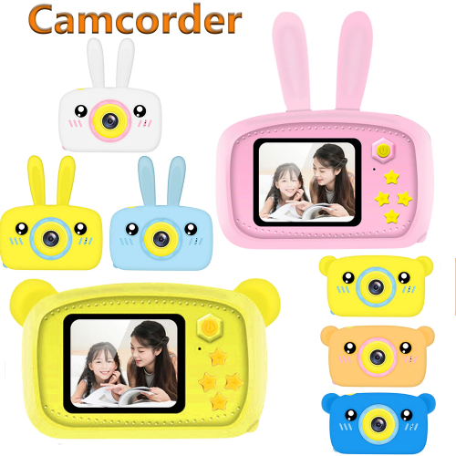SAMA Kids Camera Yellow , Digital Video Camera Cartoon Toy 8.0mp Inch Hd Screen Rechargeable Shockproof