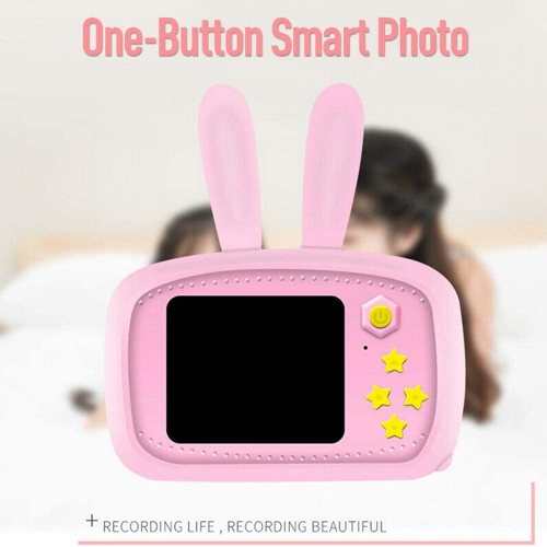 SAMA Kids Camera Pink , Digital Video Camera Cartoon Toy 8.0mp Inch Hd Screen Rechargeable Shockproof