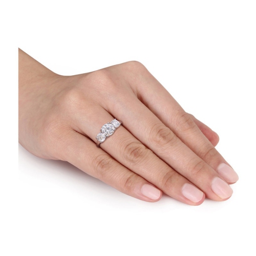 2.25 Carat Lab-Created Three-Stone Moissanite Engagement Ring in Sterling Silver