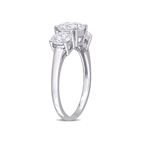 2.25 Carat Lab-Created Three-Stone Moissanite Engagement Ring in Sterling Silver