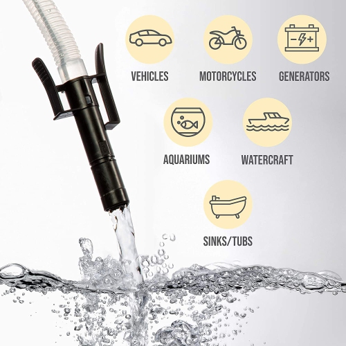 DEWAY Liquid Transfer Pump with Auto-Stop, Portable Fuel Transfer Pump - 3X More Powerful D Battery Powered & Leak Protection, Flexible Intake Hose,