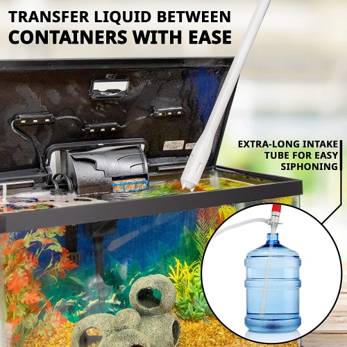 DEWAY Liquid Transfer Pump with Auto-Stop, Portable Fuel Transfer Pump - 3X More Powerful D Battery Powered & Leak Protection, Flexible Intake Hose,
