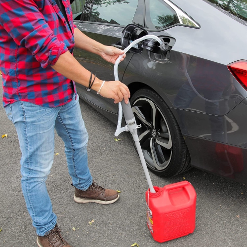 DEWAY Liquid Transfer Pump - 3X More Powerful D Battery Powered, Portable Fuel Transfer Pump with Leak Protection, Long Flexible Intake Hose,