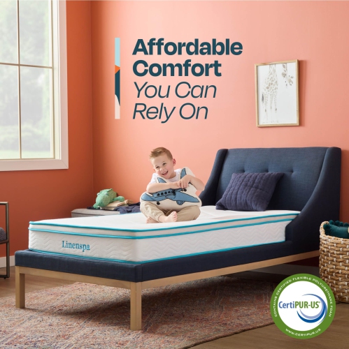 LINENSPA 8 Inch Memory Foam and Innerspring Hybrid Mattress – Twin Mattress – Bed in a Box – Medium Firm Mattres..