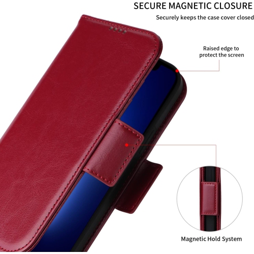 navor Universal Car Mount & Detachable Magnetic Wallet Case Compatible with iPhone 13 Pro Max [6.7 inch] [Folio], RFID Protection Kickstand -Maroon