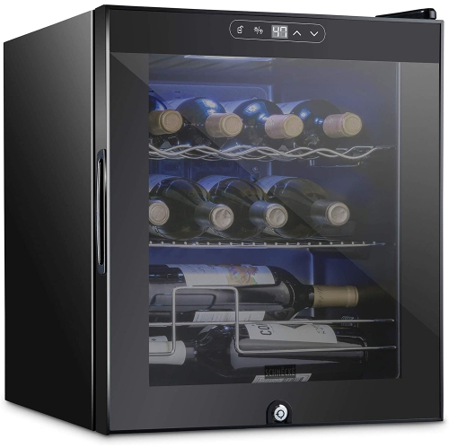 Schmecke 12 Bottle Compressor Wine Cooler Refrigerator w/Lock | Large Freestanding Wine Cellar | 41f-64f Digital Temperature Control Wine Fridge For