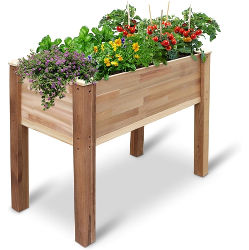 Jumbl Raised Canadian Cedar Garden Bed | Elevated Wood Planter for Growing Fresh Herbs, Vegetables, Flowers, Succulents & Other Plants at Home |