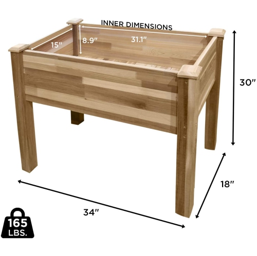 Jumbl Raised Canadian Cedar Garden Bed | Elevated Wood Planter for Growing Fresh Herbs, Vegetables, Flowers, Succulents & Other Plants at Home |