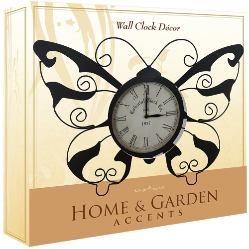 Jumbl Metal and Glass Indoor/Outdoor Butterfly Design Garden Wall Clock