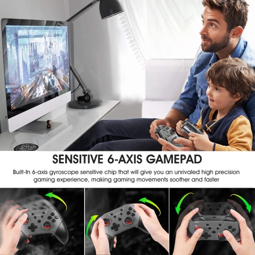 Wireless Pro Controller [Black] Joypad with NFC and Home Wake-Up Function, for Switch Controllers for Switch/Switch Lite