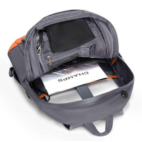 CHAMPS Nylon Waterproof Smart Laptop Backpack, Grey