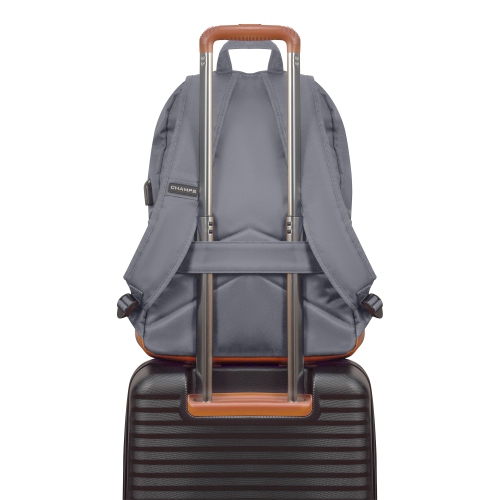 CHAMPS Nylon Waterproof Smart Laptop Backpack, Grey