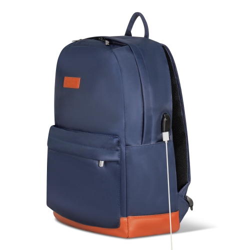 CHAMPS Nylon Waterproof Smart Laptop Backpack, Navy