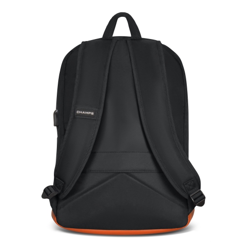 CHAMPS Nylon Waterproof Smart Laptop Backpack, Black