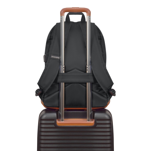 CHAMPS Nylon Waterproof Smart Laptop Backpack, Black