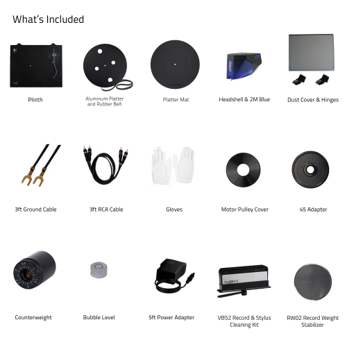 Fluance RT84 Reference Vinyl Turntable Record Player with Record Weight and Vinyl Cleaning Kit