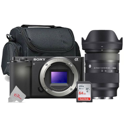 Sony ZV-E10 Mirrorless Camera + Sigma 28-70mm f/2.8 DG DN Contemporary Lens +64GB Memory Card + Case (Open Box) by SONY - Open Box condition - CA$1928.99