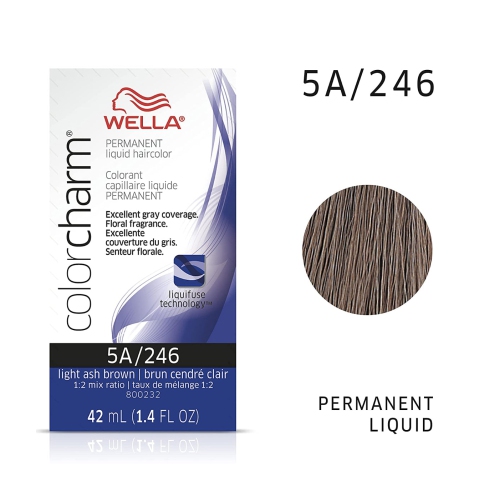 Color Charm Permanent Liquid Haircolor - 246 5A Light Ash Brown by Wella for Unisex - 1.4 oz Hair Color