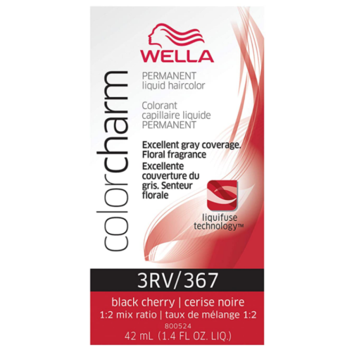 Wella ColorCharm Permanent Liquid Hair Color 3RV/Black Cherry, 42mL