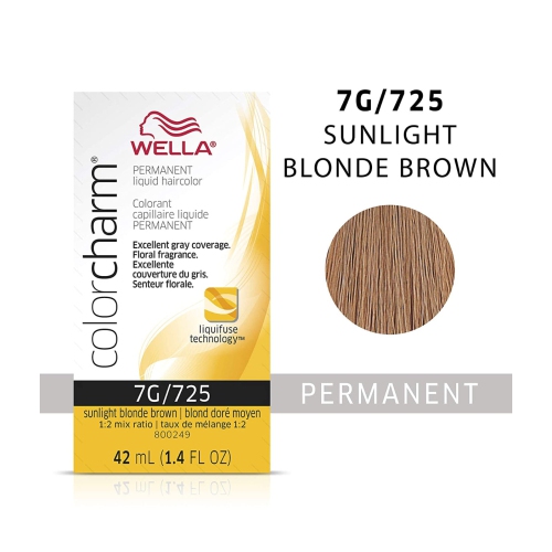 Wella ColorCharm Permanent Liquid Hair Color 7G/Sunlight Blonde Brown, 42mL