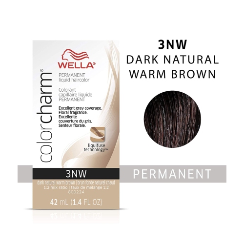 Wella ColorCharm – colorant capillaire permanent liquide 3NW/brun foncé naturel chaud, 42 ml