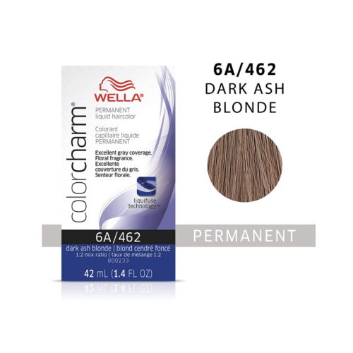 Colorant capillaire permanent Wella ColorCharm, 6 a/blond foncé cendré, 42 ml