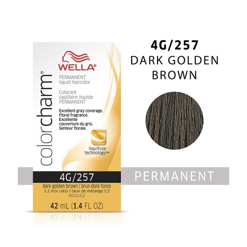 Wella ColorCharm Permanent Liquid Hair Color 4G/Dark Golden Brown, 42mL