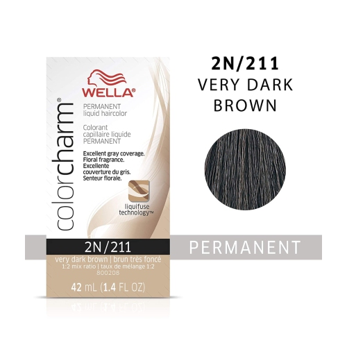 Color Charm Coloration liquide permanente - 211 2N Brun très foncé par Wella pour Unisexe - 1,4 oz Coloration des cheveux