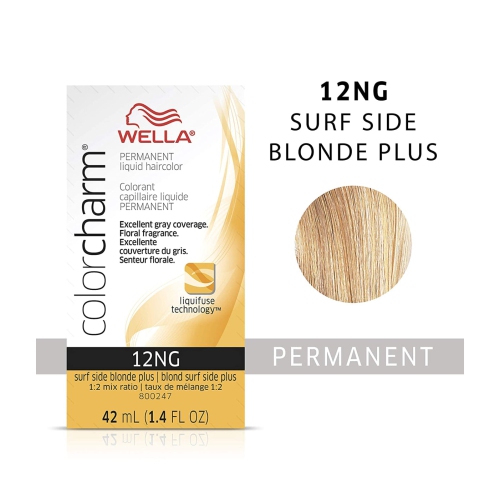Wella ColorCharm Permanent Liquid Hair Color 12NG/Surf Side Blonde Plus, 42mL