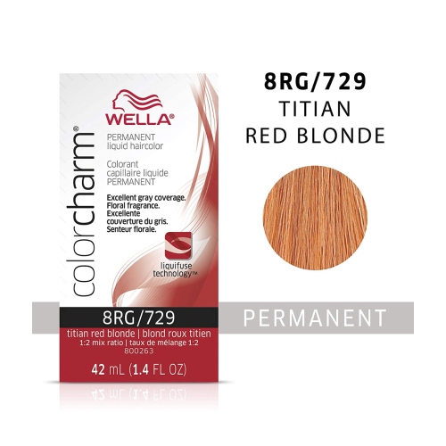 Wella ColorCharm Permanent Liquid Hair Color 8RG/Titian Red Blonde, 42mL