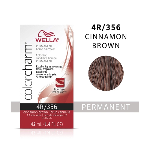 Wella ColorCharm Permanent Liquid Hair Color 4R/Cinnamon Brown, 42mL