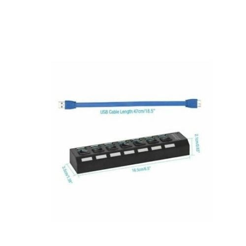 USB 3.0 HUB Powered 7 Port Splitter High Speed Extender With LED power indicator