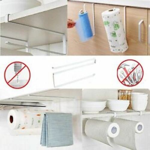 Roll Rack Holder Accessories Shelf Under Cabinet Paper Tissue Towel Held Hanger