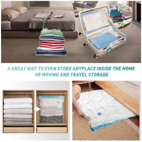 ISTAR Premium Reusable Vacuum Storage Bags Save 80% More Storage Space. Vacuum Seal Bags with Double Zip and Outlet Valve