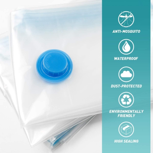 ISTAR Premium Reusable Vacuum Storage Bags Save 80% More Storage Space. Vacuum Seal Bags with Double Zip and Outlet Valve
