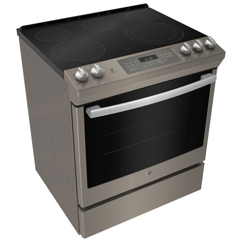GE 30" 5.3 Cu. Ft. True Convection 5-Element Slide-In Electric Range (JCS840EMES) - Slate