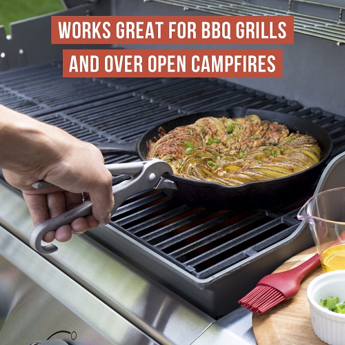 Chef Pomodoro Premium Pizza Pan Gripper, 8-Inch Cast Aluminum Heavy Duty Tongs