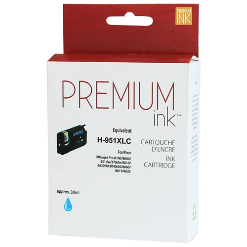 Cartouche d'encre cyan Premium Ink compatible avec HP