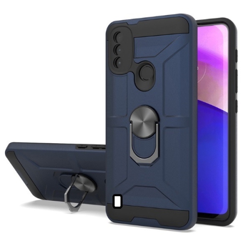 TopSave PC+TPU Rugged Hybrid Cover Case w/360 Degrees Rotating Ring Stand For ZTE Blade A7P 6.5", Navy Blue
