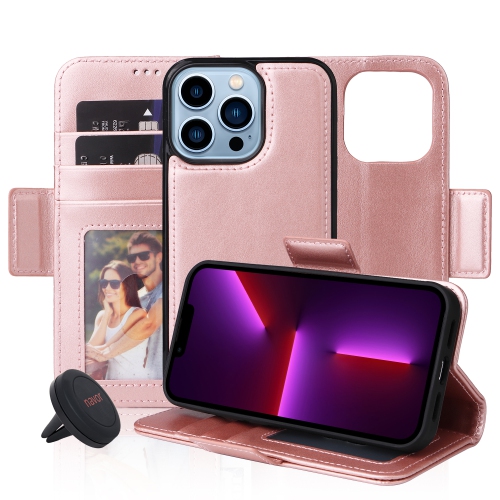 NAVOR  Universal Car Mount & Detachable Magnetic Wallet Case Compatible With Iphone 13 Pro [6.1 Inch] [Folio], Rfid Protection Kickstand