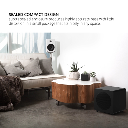 Kanto SUB8VMW 8-inch Sealed 300W Powered Subwoofer, Matte White