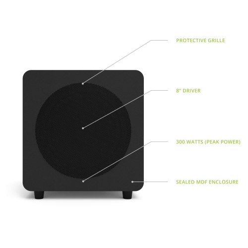 Kanto 300W SUBV8 Subwoofer scellé, Noir mat